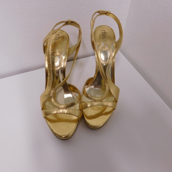 Charles David Gold Strappy Sandals - Picture 1 of 2